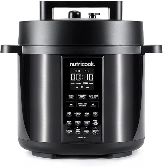 Nutricook Stainless Steel Smart Pot 2 (6 QT | 5.7 Liter), 1000W, 9 In 1 Instant Programmable Electric Pressure Cooker, Slow Cooker, Rice Cooker, Steamer, Saute Pot, Warm Food, Smart Lid