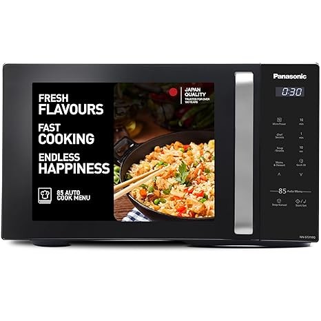 Panasonic 25L Solo Microwave Oven (NN-ST310QBFG, Black, 85 Auto Cook Menus)