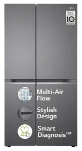 LG 655 L Frost-Free Smart Inverter Double Door Side-By-Side Refrigerator (GL-B257HDSY, Dazzle Steel, Express Freeze | Multi Air-Flow)