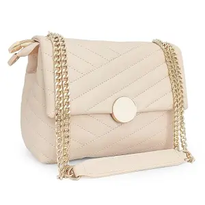 ADISA Women's Girls Quilted Cross Body Sling Bag with Gold Chain (SL5136)